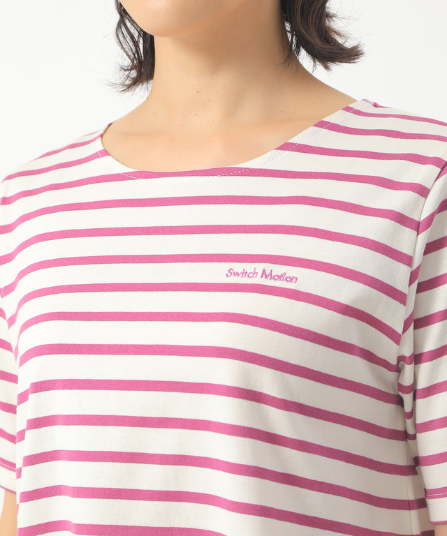 裾切り替えボーダーTシャツ