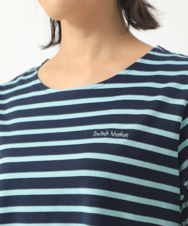 裾切り替えボーダーTシャツ