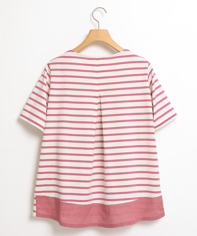 裾切り替えボーダーTシャツ