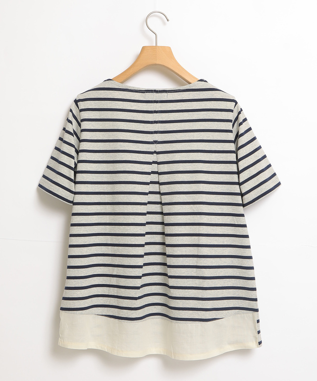 裾切り替えボーダーTシャツ