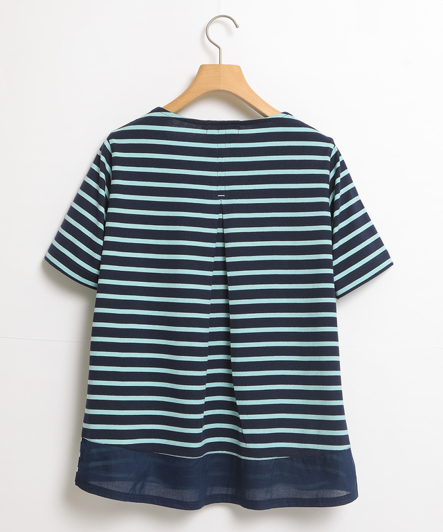 裾切り替えボーダーTシャツ