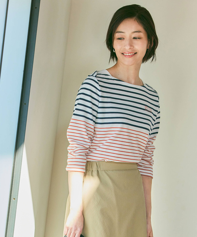 鹿の子 ボーダー Tシャツ【UV加工】
