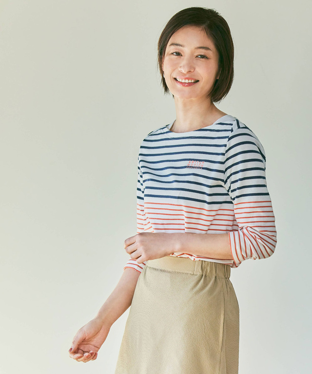 鹿の子 ボーダー Tシャツ【UV加工】