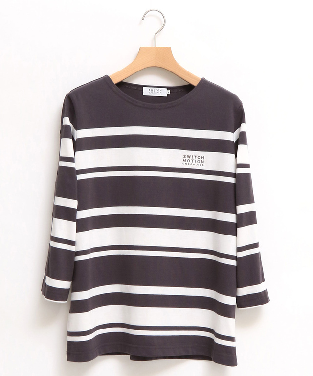 袖ボタン ボートネック Tシャツ【吸汗速乾】