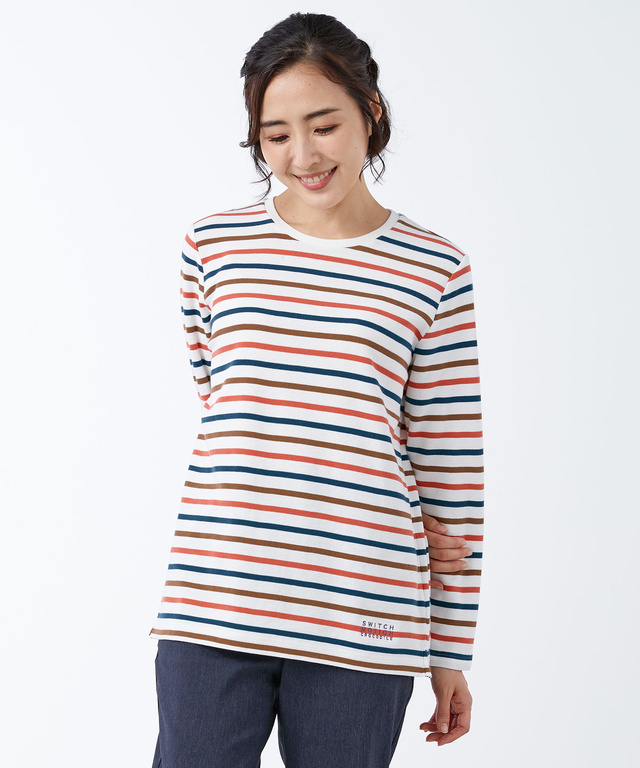 レディース ミニワッフル マルチボーダー Tシャツ通販 [2002-35214 ...