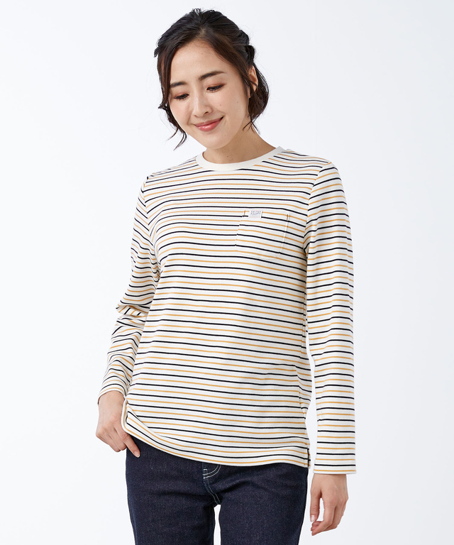 レディース スムース ボーダー カットソー【ウガンダ オーガニック