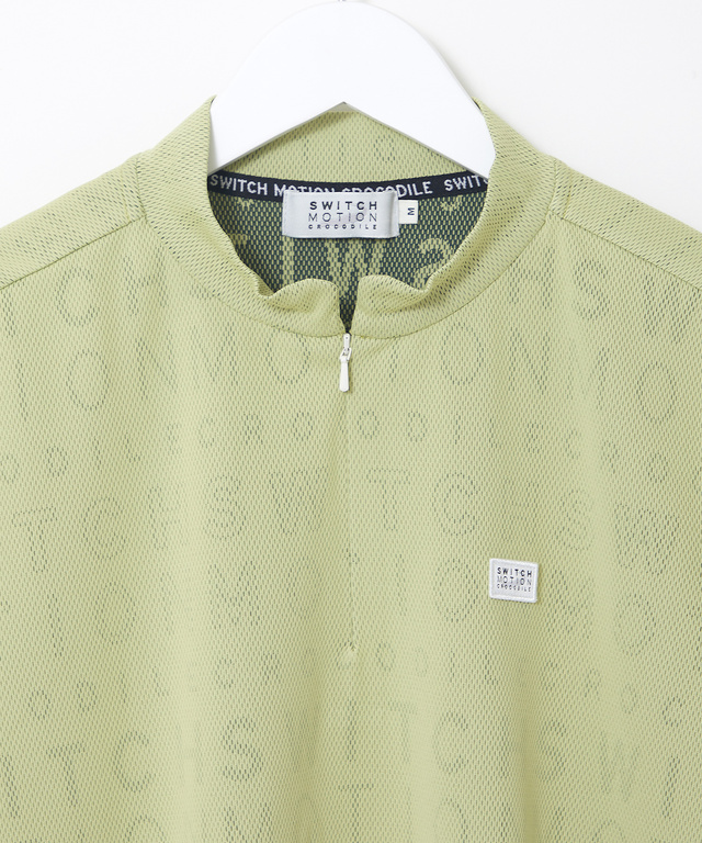 メッシュロゴ ジャカード ハーフジップ カットソー