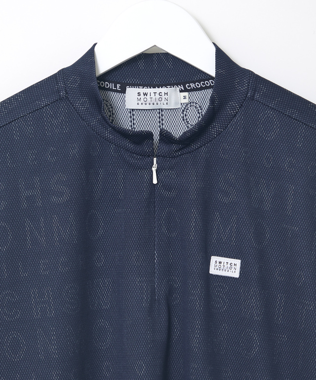 メッシュロゴ ジャカード ハーフジップ カットソー