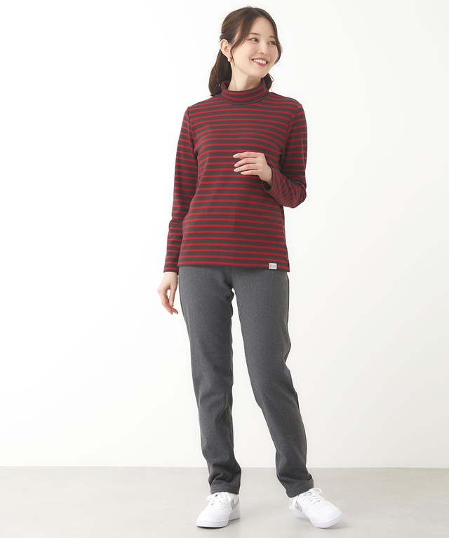ボーダー タートルネック カットソー