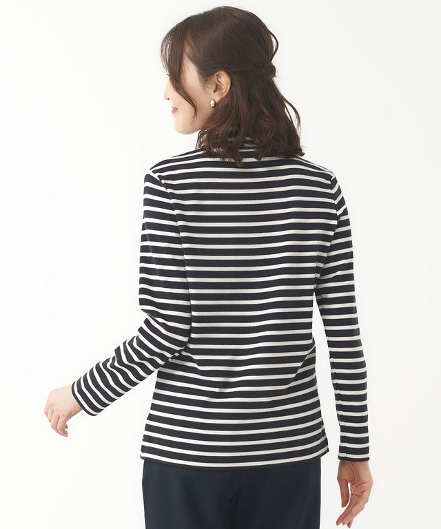 ボーダー タートルネック カットソー