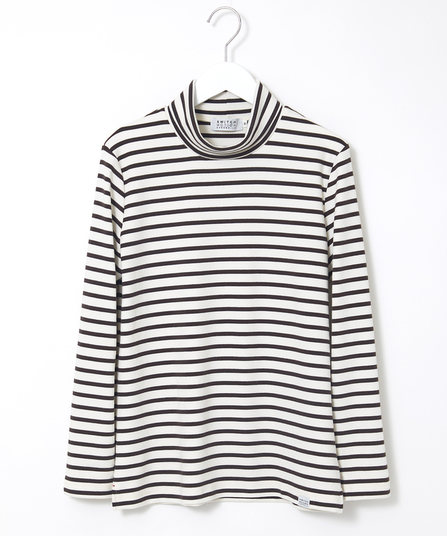 ボーダー タートルネック カットソー