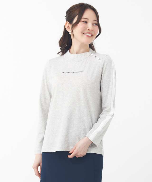 切り替え ロゴ ハイネックカットソー