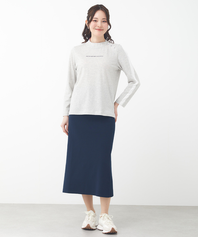切り替え ロゴ ハイネックカットソー