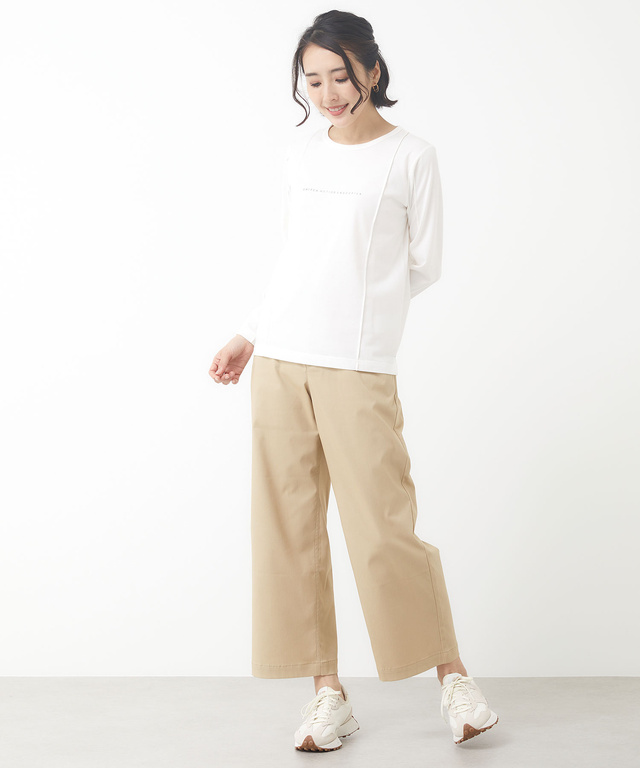ピンタック クルーネック Tシャツ【接触冷感】