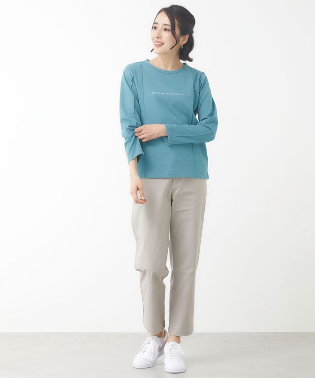 ピンタック クルーネック Tシャツ【接触冷感】
