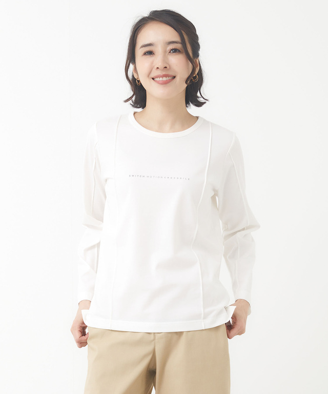 ピンタック クルーネック Tシャツ【接触冷感】