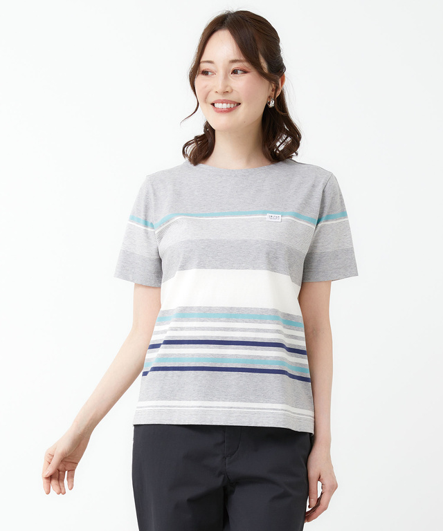 スノーコットン パネルボーダー Tシャツ【接触冷感】