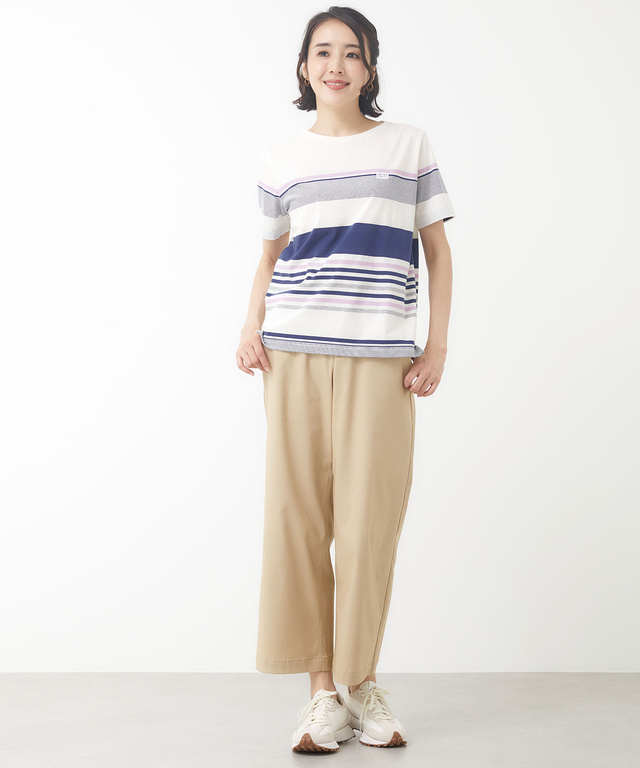 スノーコットン パネルボーダー Tシャツ【接触冷感】