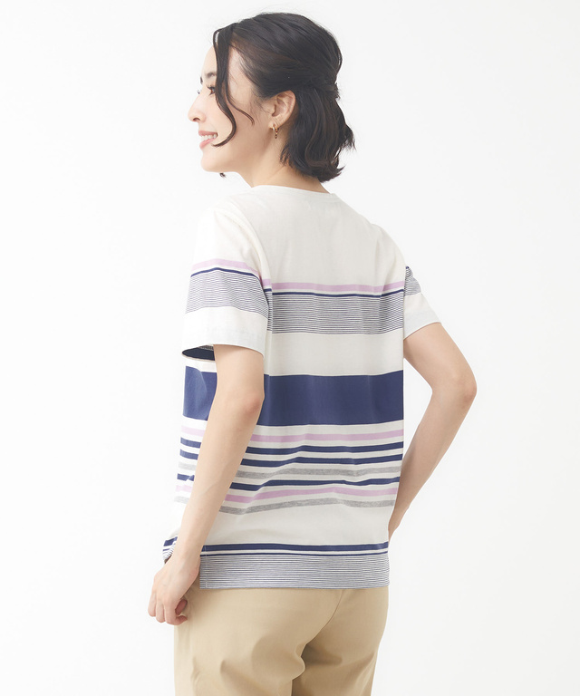 スノーコットン パネルボーダー Tシャツ【接触冷感】