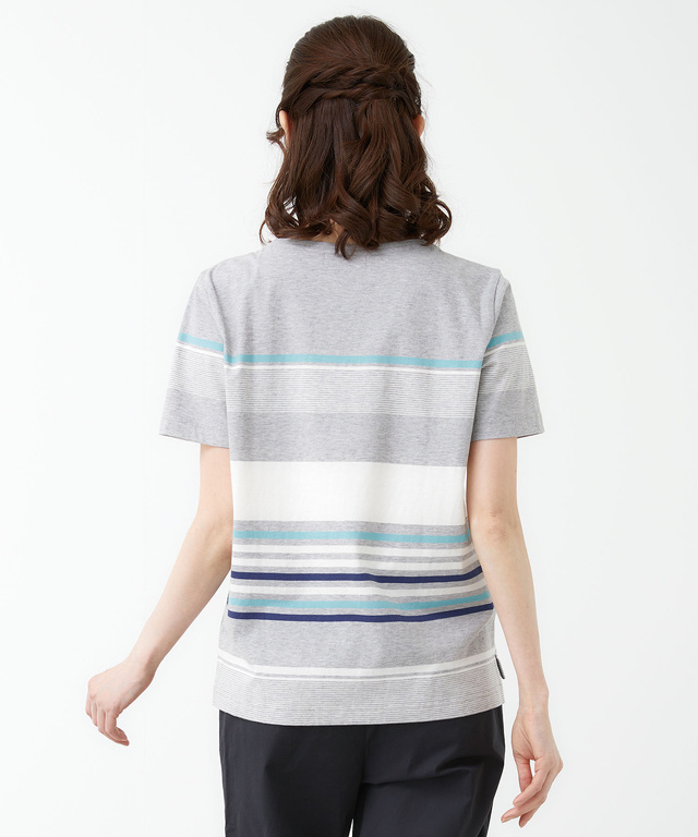 スノーコットン パネルボーダー Tシャツ【接触冷感】