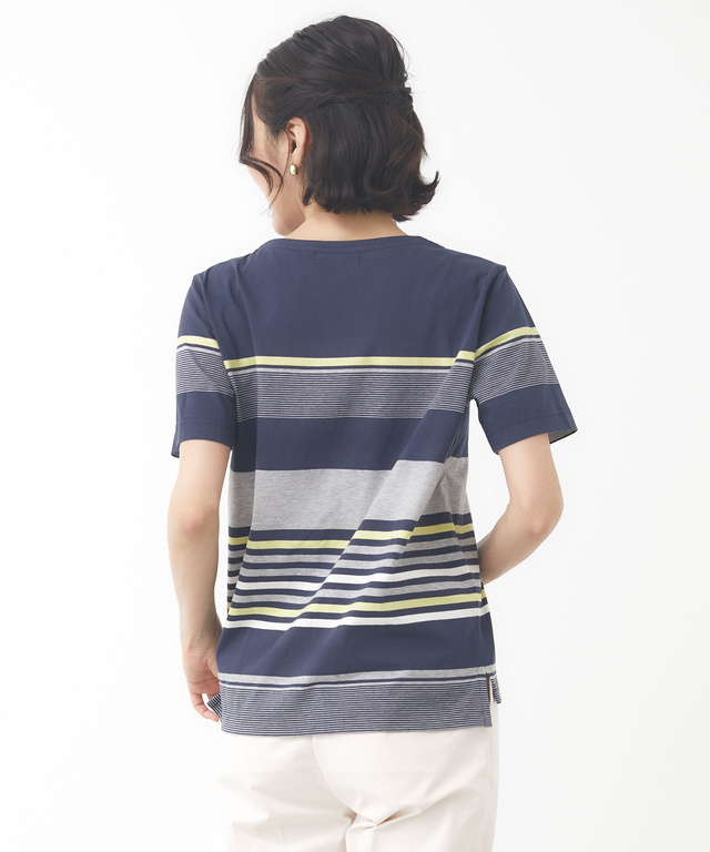 スノーコットン パネルボーダー Tシャツ【接触冷感】