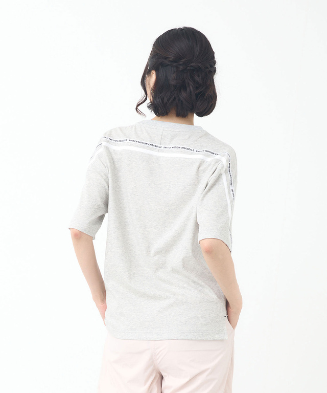 天竺 ロゴテープ 5分袖 Tシャツ【吸汗速乾】