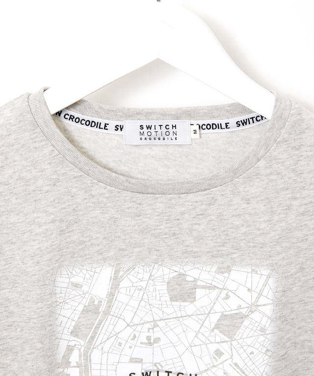 マップ柄プリント 長袖 Tシャツ