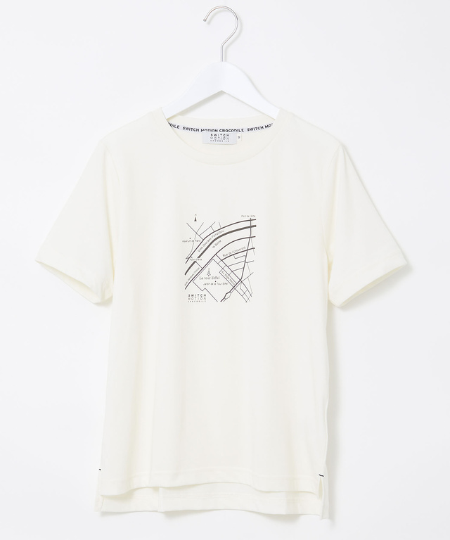 マップ柄 サイドスリット Tシャツ【吸汗速乾】
