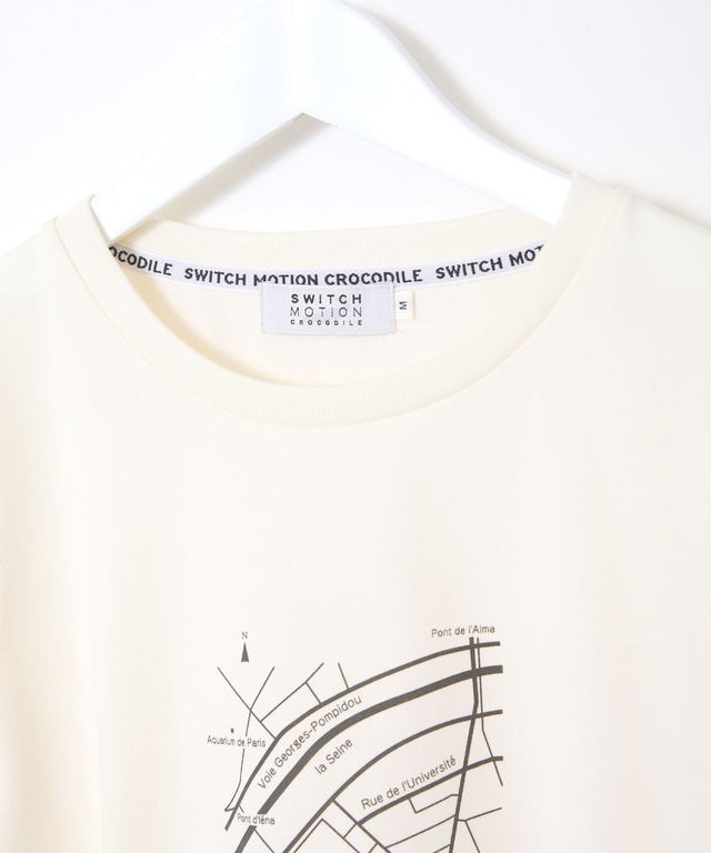 マップ柄 サイドスリット Tシャツ【吸汗速乾】