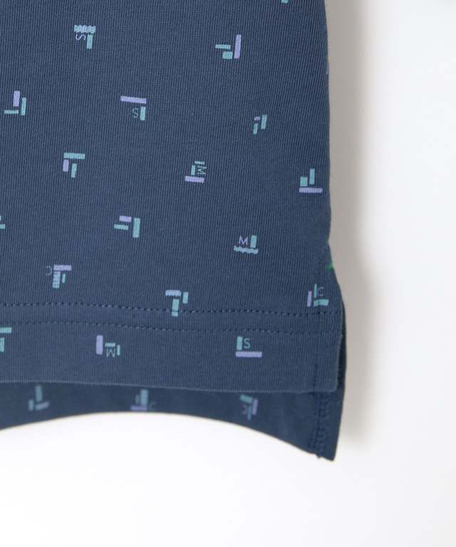 幾何学プリント 7分袖 Tシャツ【吸汗速乾】