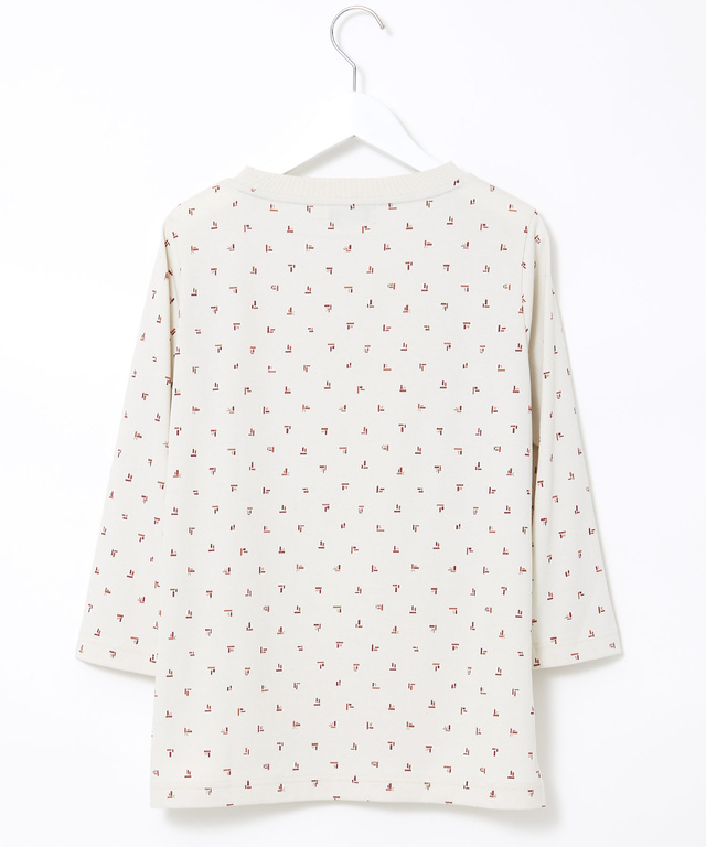 幾何学プリント 7分袖 Tシャツ【吸汗速乾】