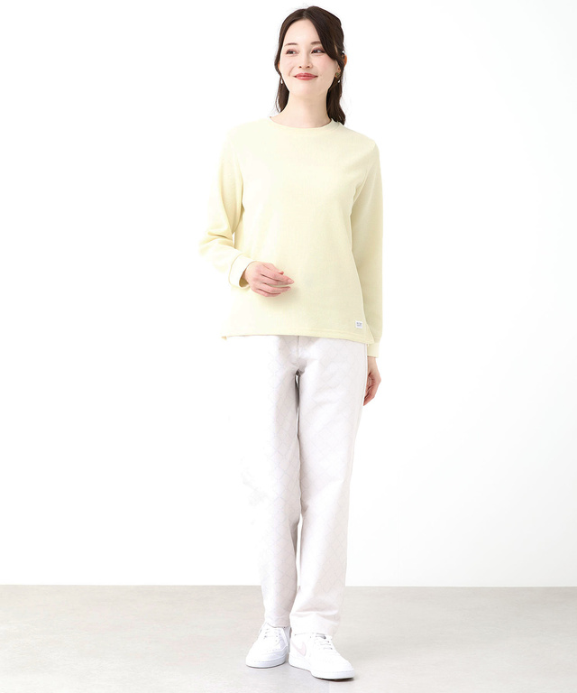 ワッフル生地 クルーネック カットソー