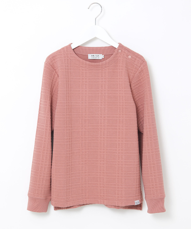 ブリスターチェック柄 ボタン付 トレーナー