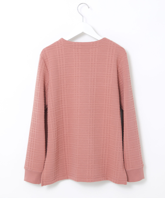 ブリスターチェック柄 ボタン付 トレーナー