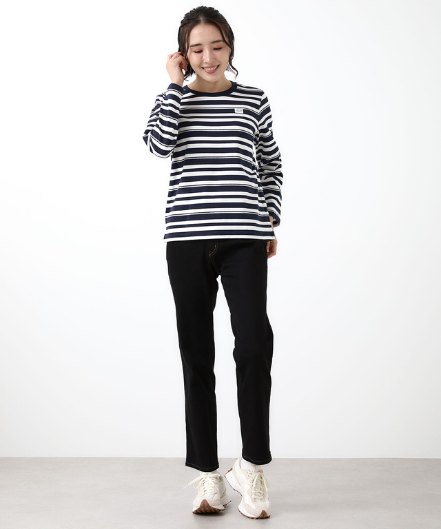 天竺 パネルボーダー クルーネックTシャツ