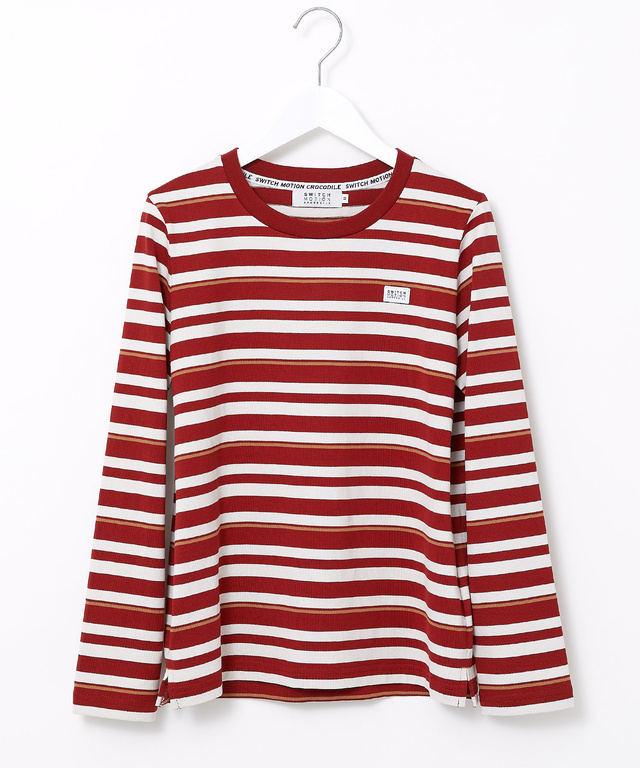 天竺 パネルボーダー クルーネックTシャツ