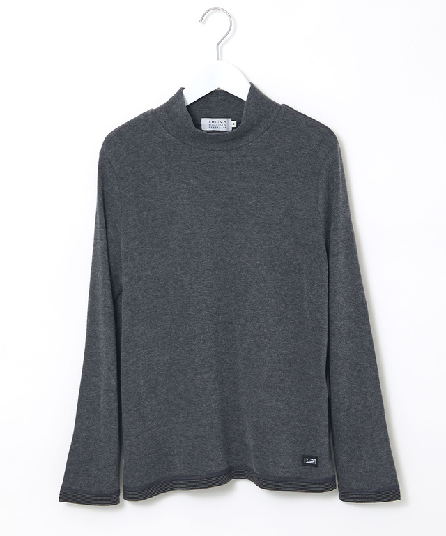 リブボーダー ハイネック カットソー