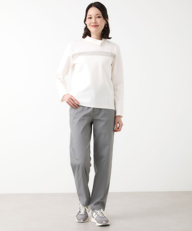 ストレッチポンチ 襟デザイン カットソー