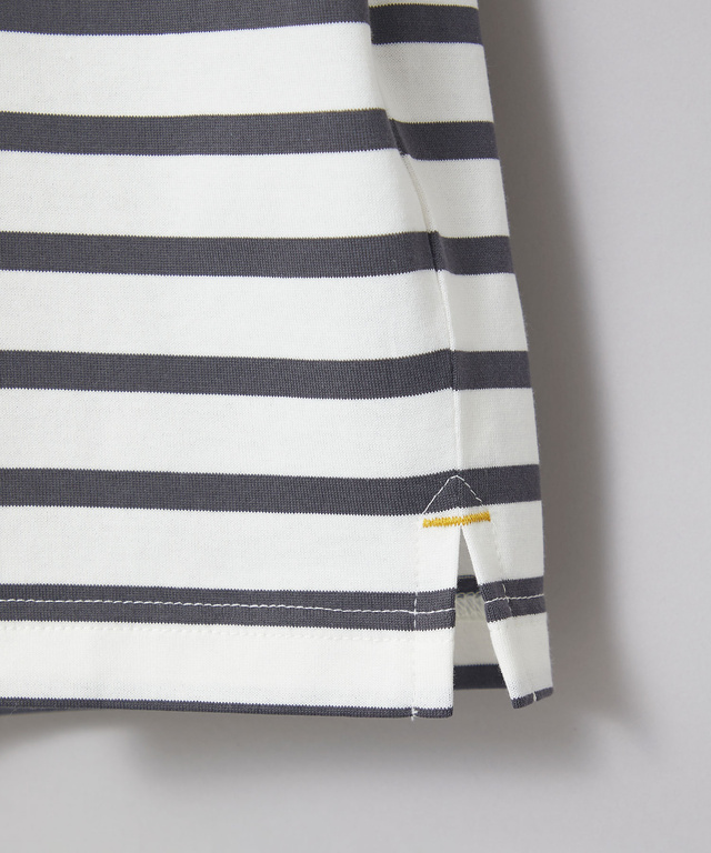 天竺 パネルボーダー クルーネック Tシャツ