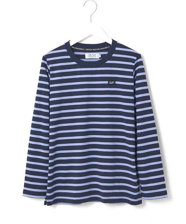 天竺 パネルボーダー クルーネック Tシャツ