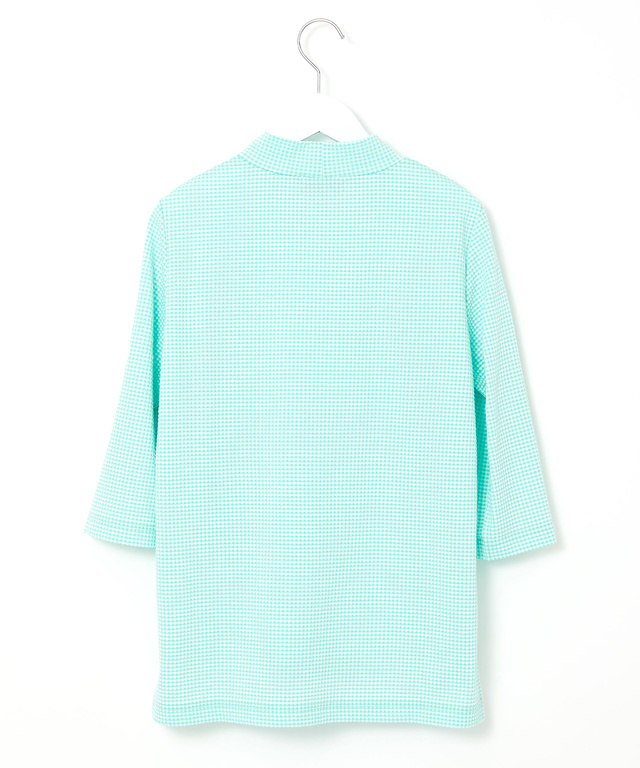 ギンガム ハイネック カットソー