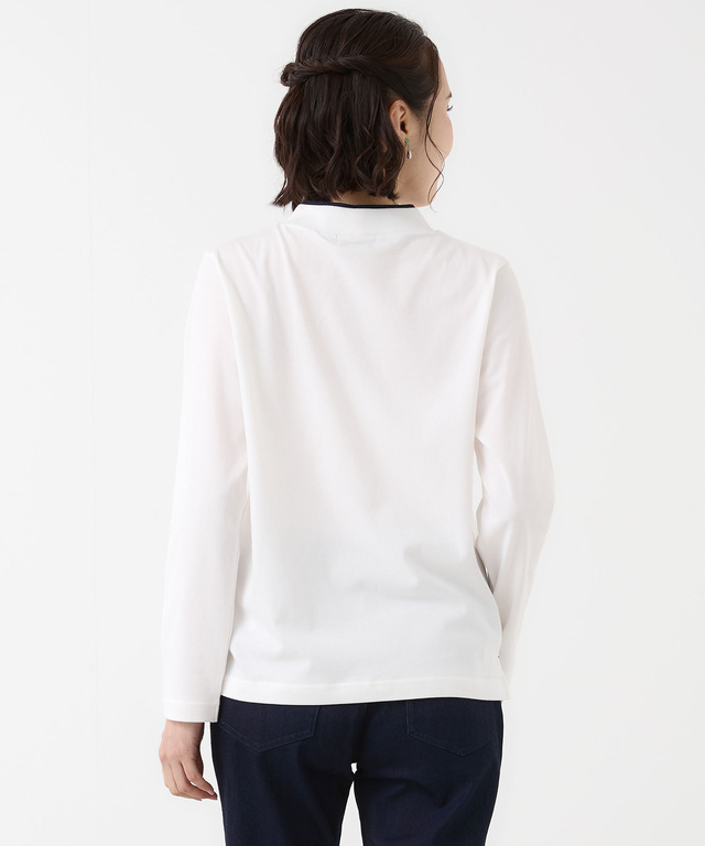 プレーティング天竺 配色ハイネック カットソー【吸汗速乾】