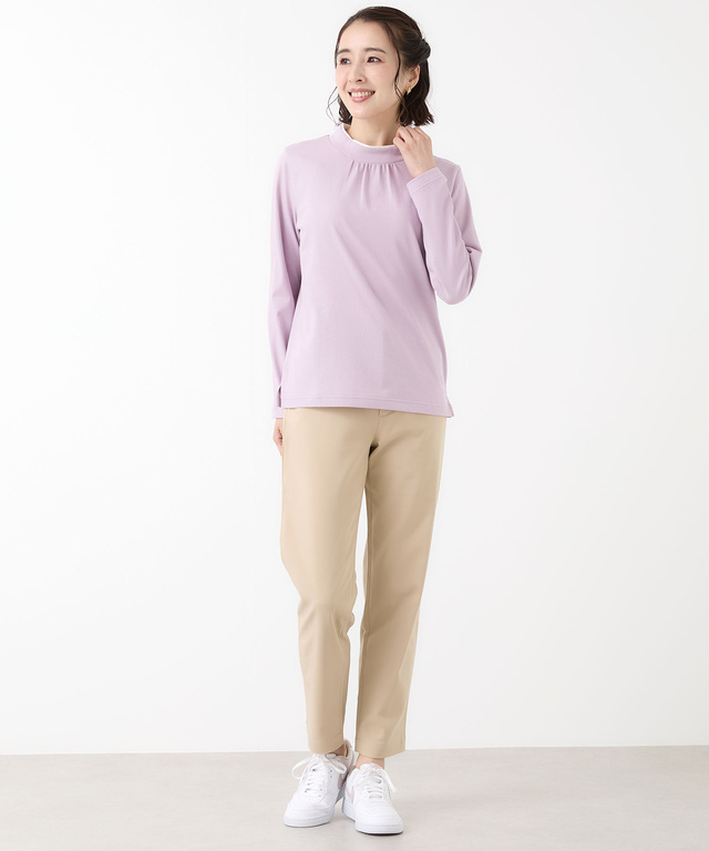 プレーティング天竺 配色ハイネック カットソー【吸汗速乾】