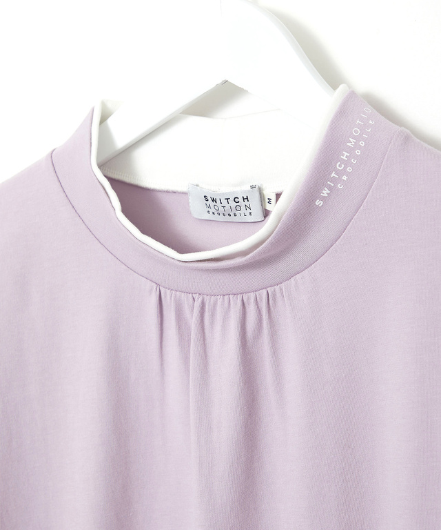 プレーティング天竺 配色ハイネック カットソー【吸汗速乾】