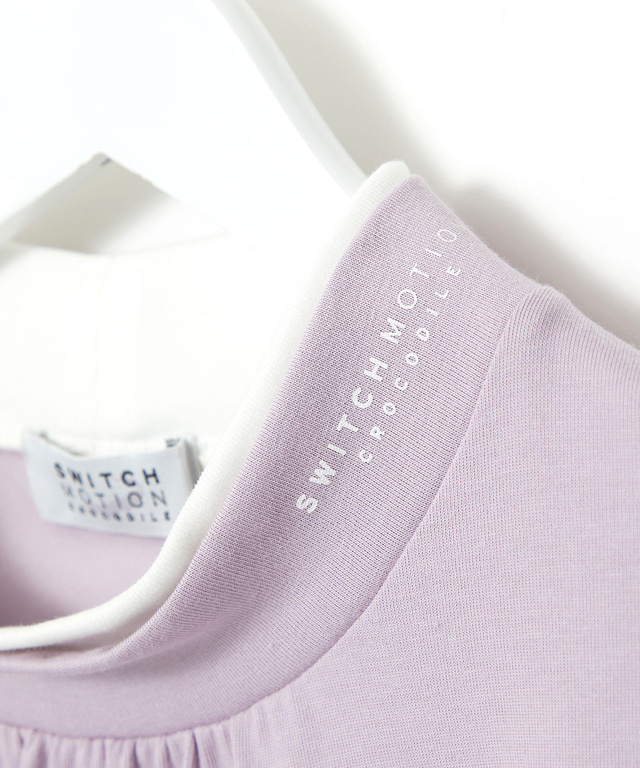 プレーティング天竺 配色ハイネック カットソー【吸汗速乾】