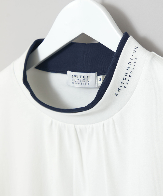 プレーティング天竺 配色ハイネック カットソー【吸汗速乾】