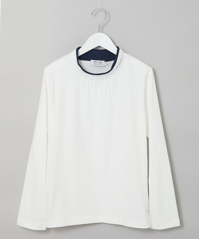 プレーティング天竺 配色ハイネック カットソー【吸汗速乾】