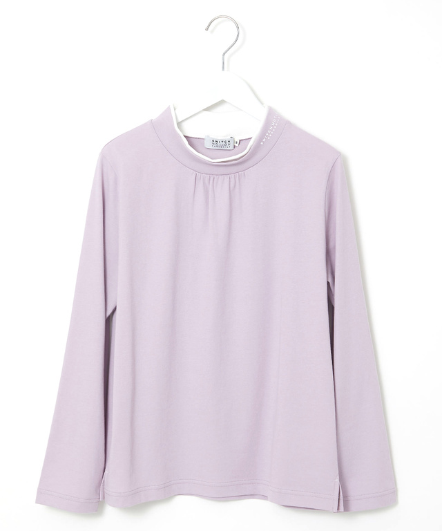 プレーティング天竺 配色ハイネック カットソー【吸汗速乾】