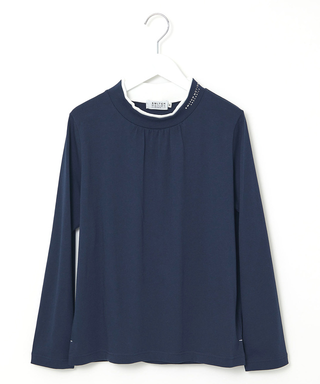 プレーティング天竺 配色ハイネック カットソー【吸汗速乾】