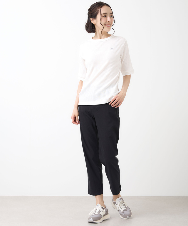 シアーストライプ クルーネック カットソー